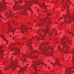 Dollar signs on a red background