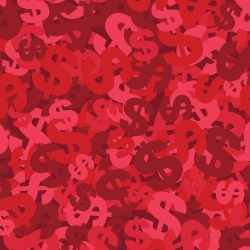 Dollar signs on a red background