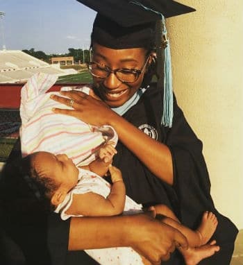 New mom and master's degree graduate Stephanie Johnson