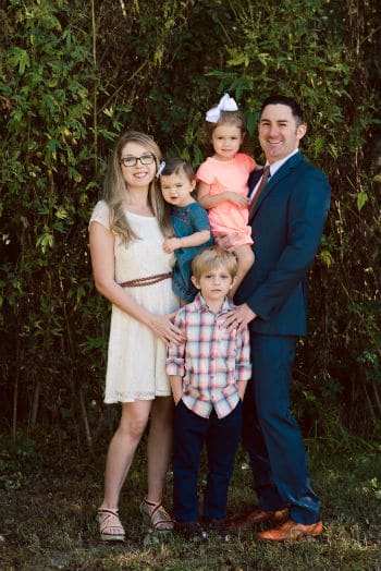 Online RN to BSN student Ashley Blanchard with her family