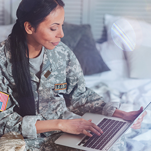 Military Veteran with Laptop