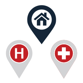 Home, Hospital, and Emergency Room Logos
