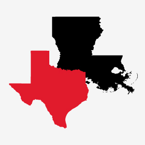Texas and Louisiana on Map